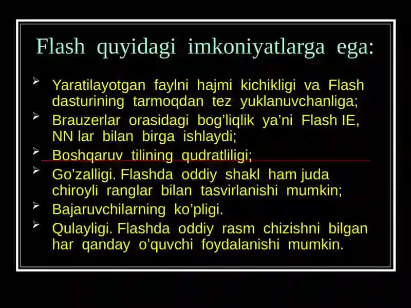 Macromediya Flash dasturining imkoniyatlari 4