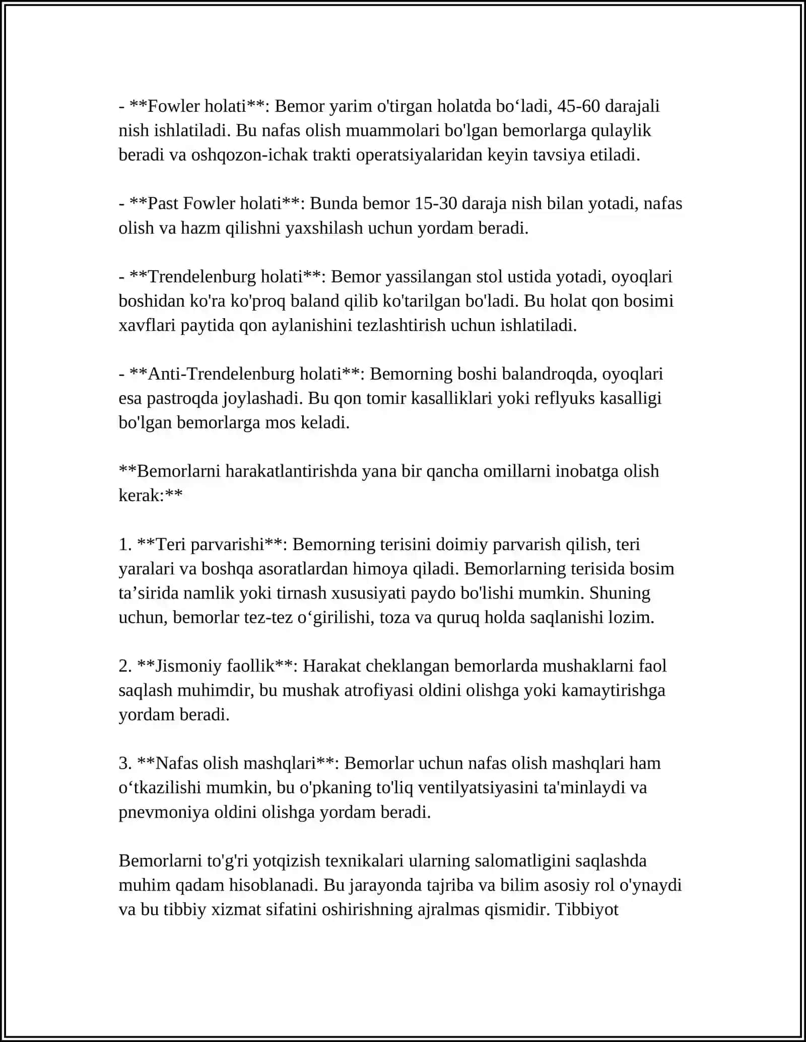 Bemorlarda Yotoq Yaralarini Oldini Olish 4