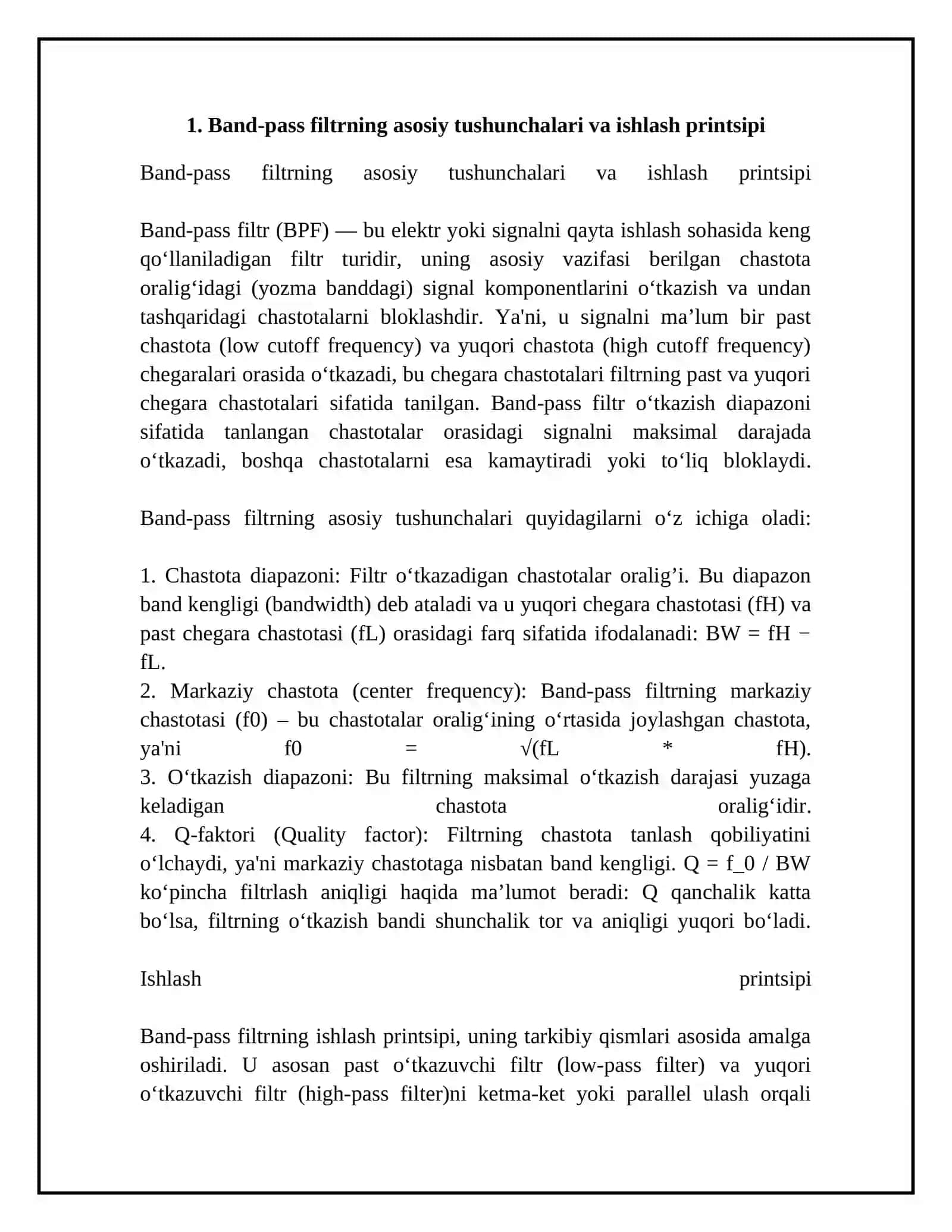 Band-pass filtir 4