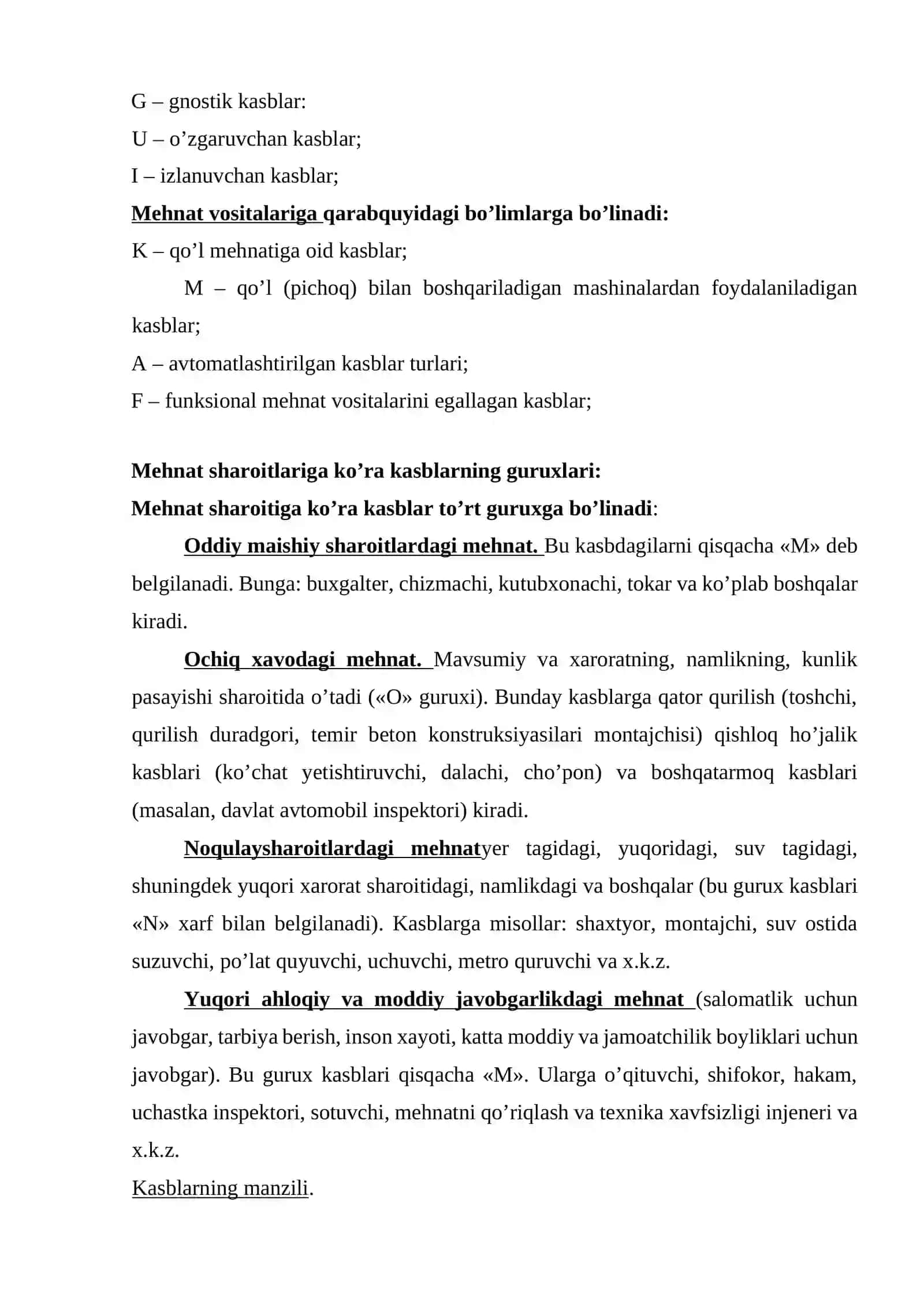 Kasblar to’g’risida ma’lumotlar berish 4