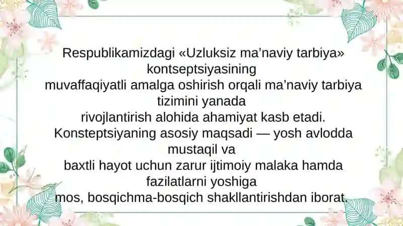 Uzluksiz ma'naviy tarbiya Kontseptsiyasi 4