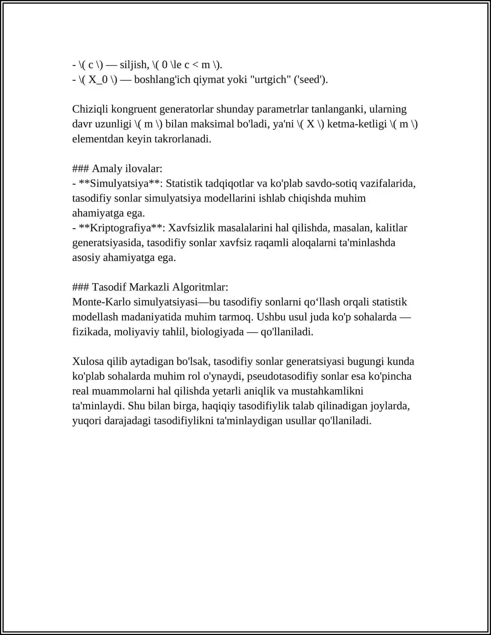 TASODIFIY SONLAR GENERATSIYASI 4