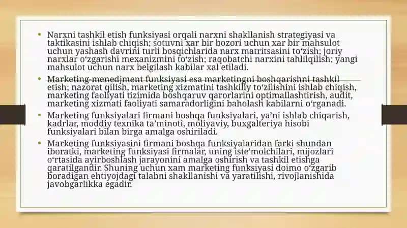 MARKETING FUNKSIYALARI VA TURLARI. 4