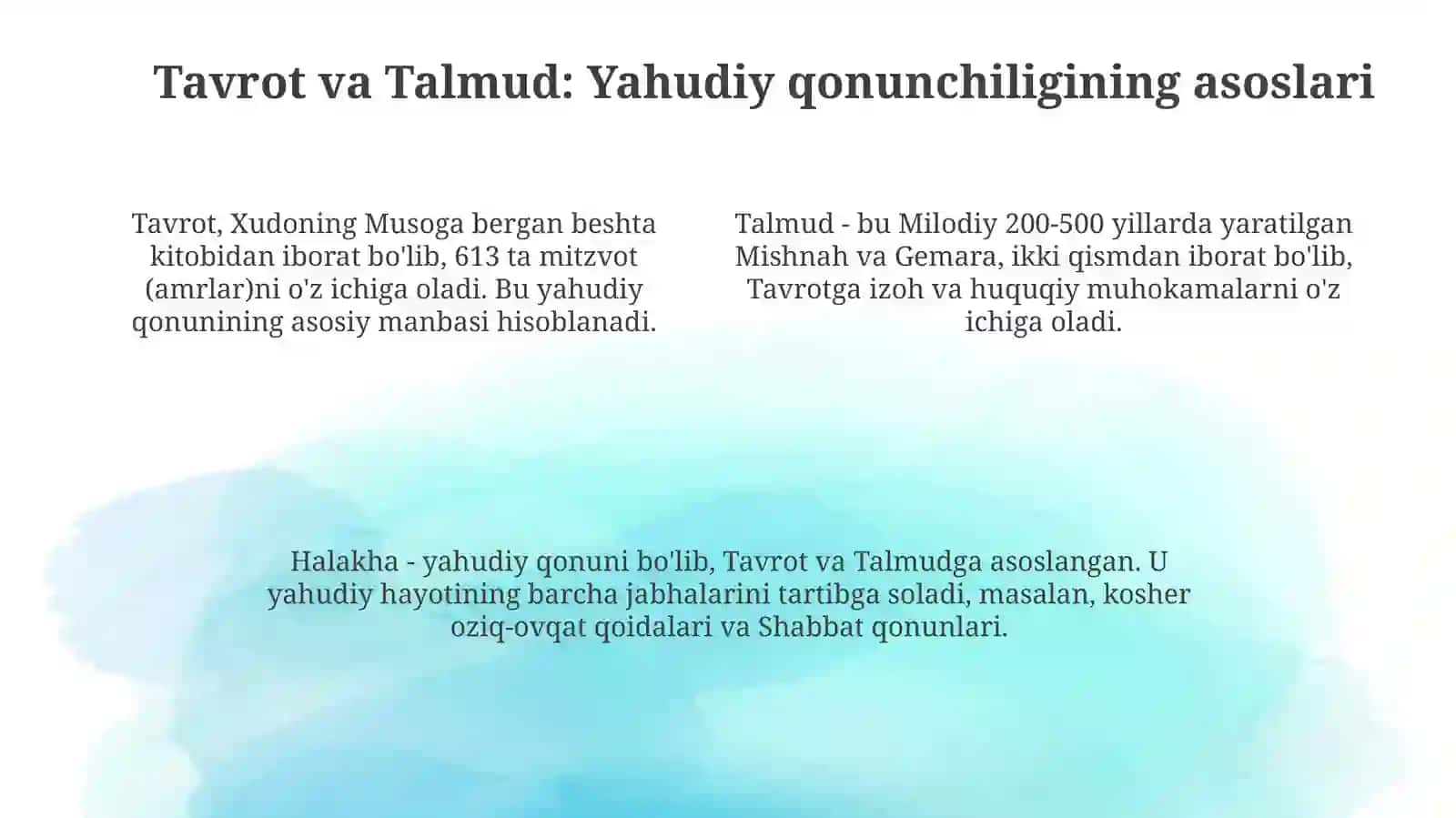 Yahudiylik dinining xususiyatlari 4
