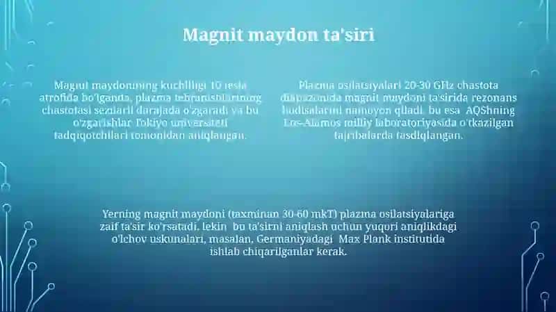 Plazma xossalarini va tavsiflarini o'rganish 4