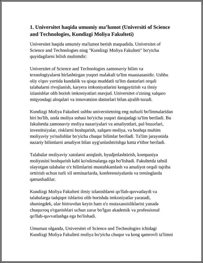 UNIVERSITIY OF SCIENCE AND TECHNOLOGIES 4