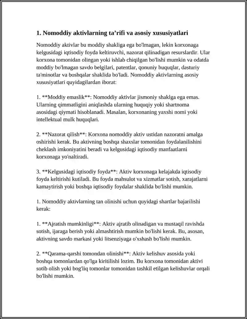 Nomoddiy aktivlarning ta'rif va xususiyatlari 4