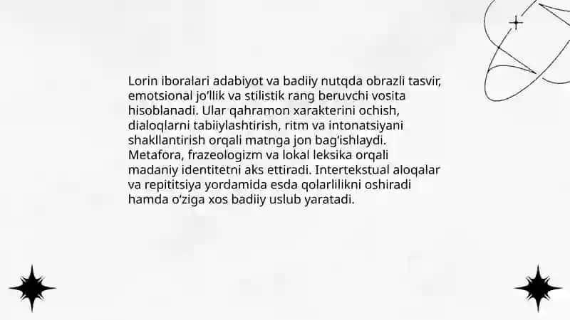 Lorin iboralarining barcha jabhalarda turgan oʻrni 4