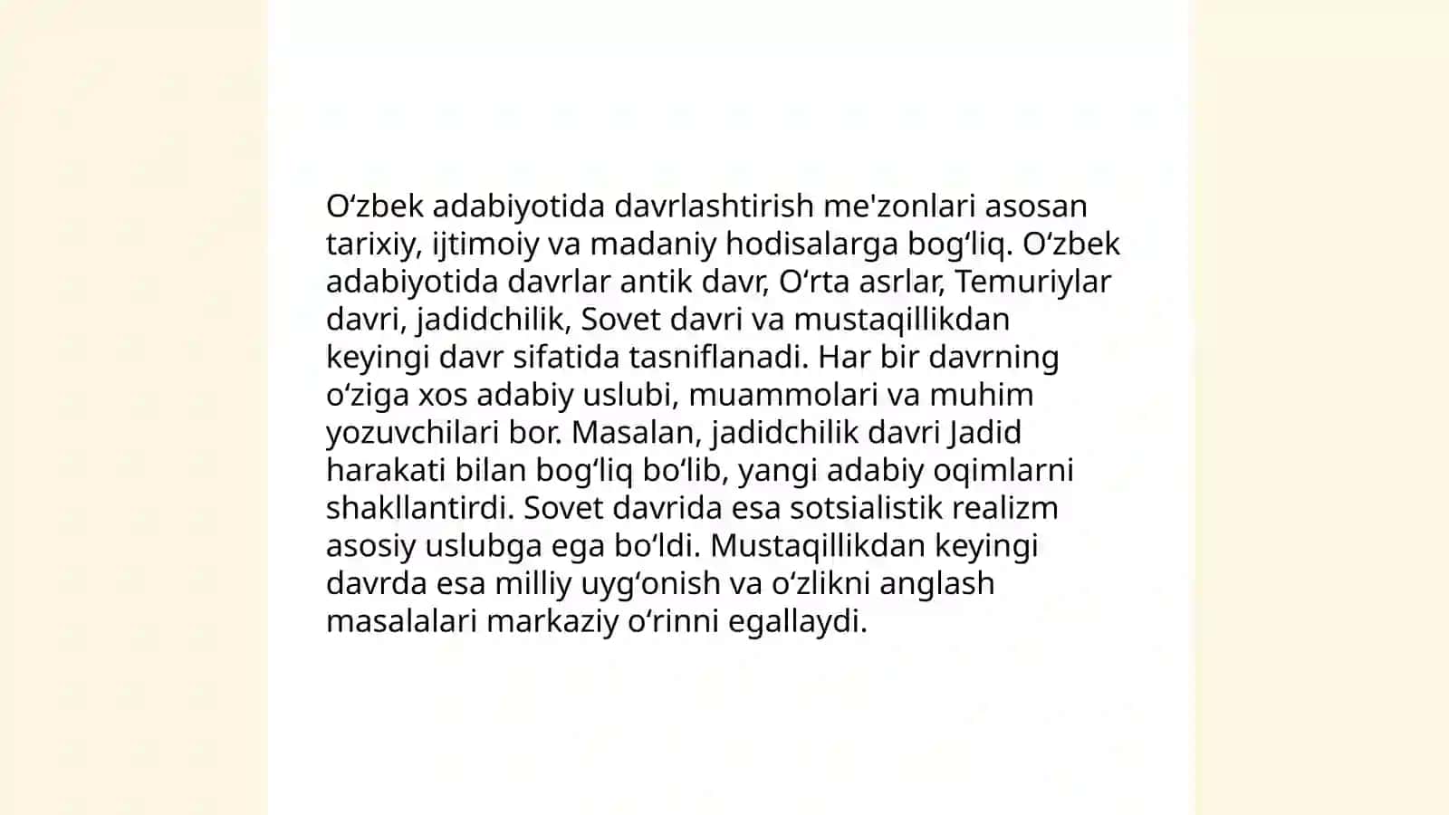 Oʻzbek adabiyotini davrlashtirish muammosi va qarashlar 4