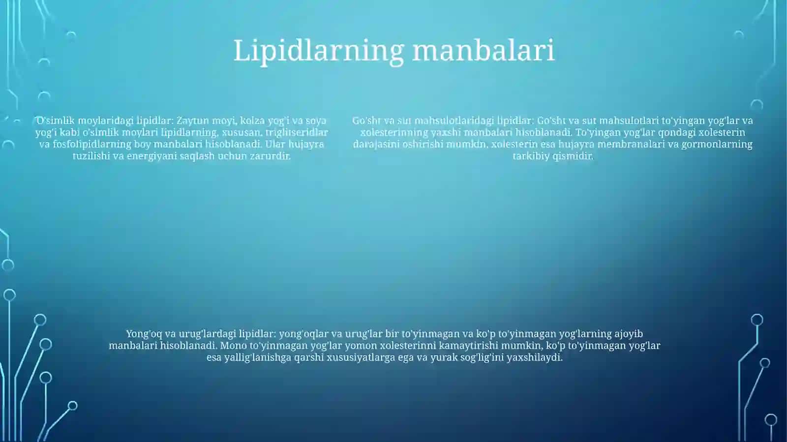 Ozuqalarning Lipidli To'Yimliligi 4
