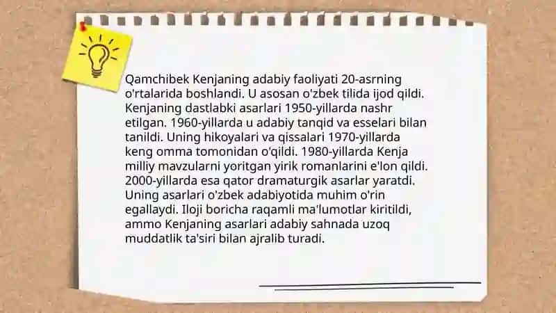 Qamchibek Kenja hayoti va ijodi 4