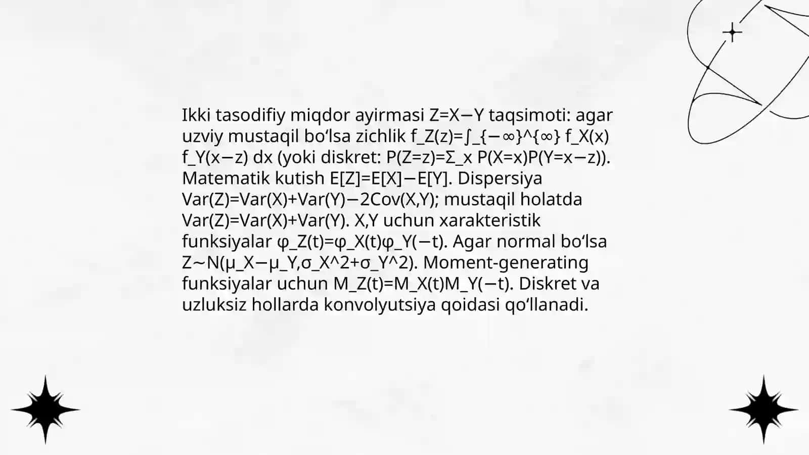 Tasodifiy miqdorlar ustida amallar 4