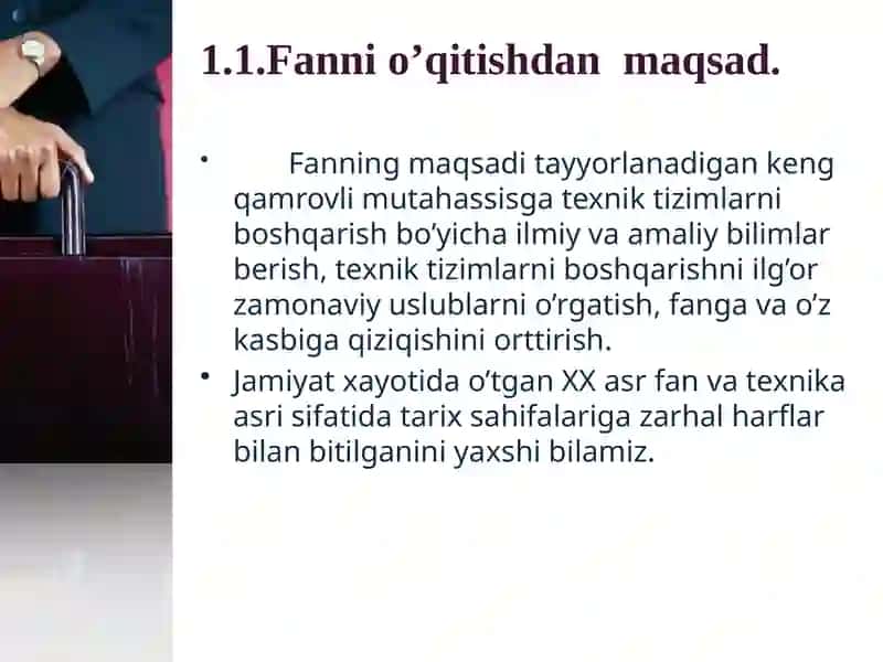 TEXNIK TIZIMLARNI BOSHQARISH O’QITUVCHI: A.RAZOKOV 4