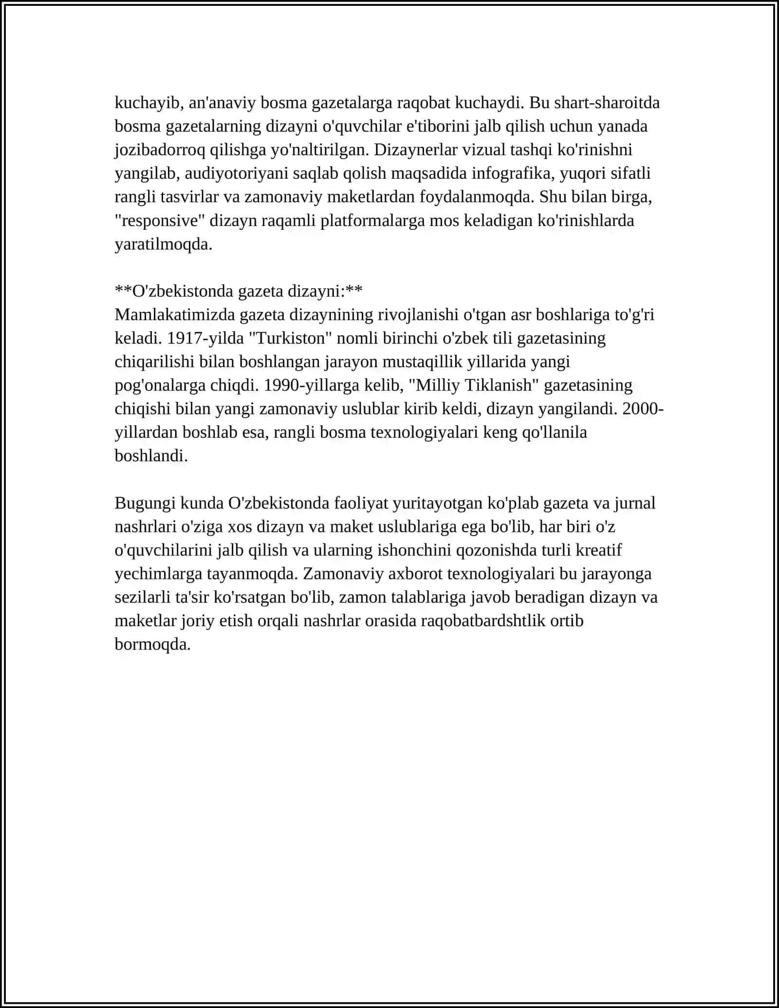 GAZETA BOʻLIMINI LOYIHALASH 4
