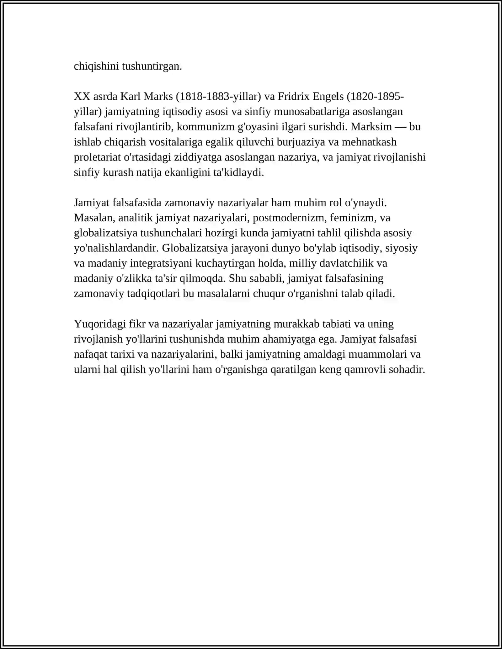 Jamiyat Falsafasi Umumiy Tahlil 4