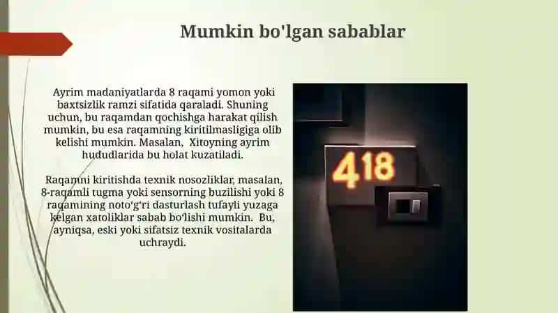 "Sakkiz raqamini kim kiritmadi?" 4