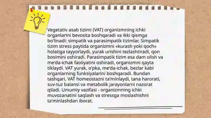 Vegetativ asab tizimining o'rganish 4