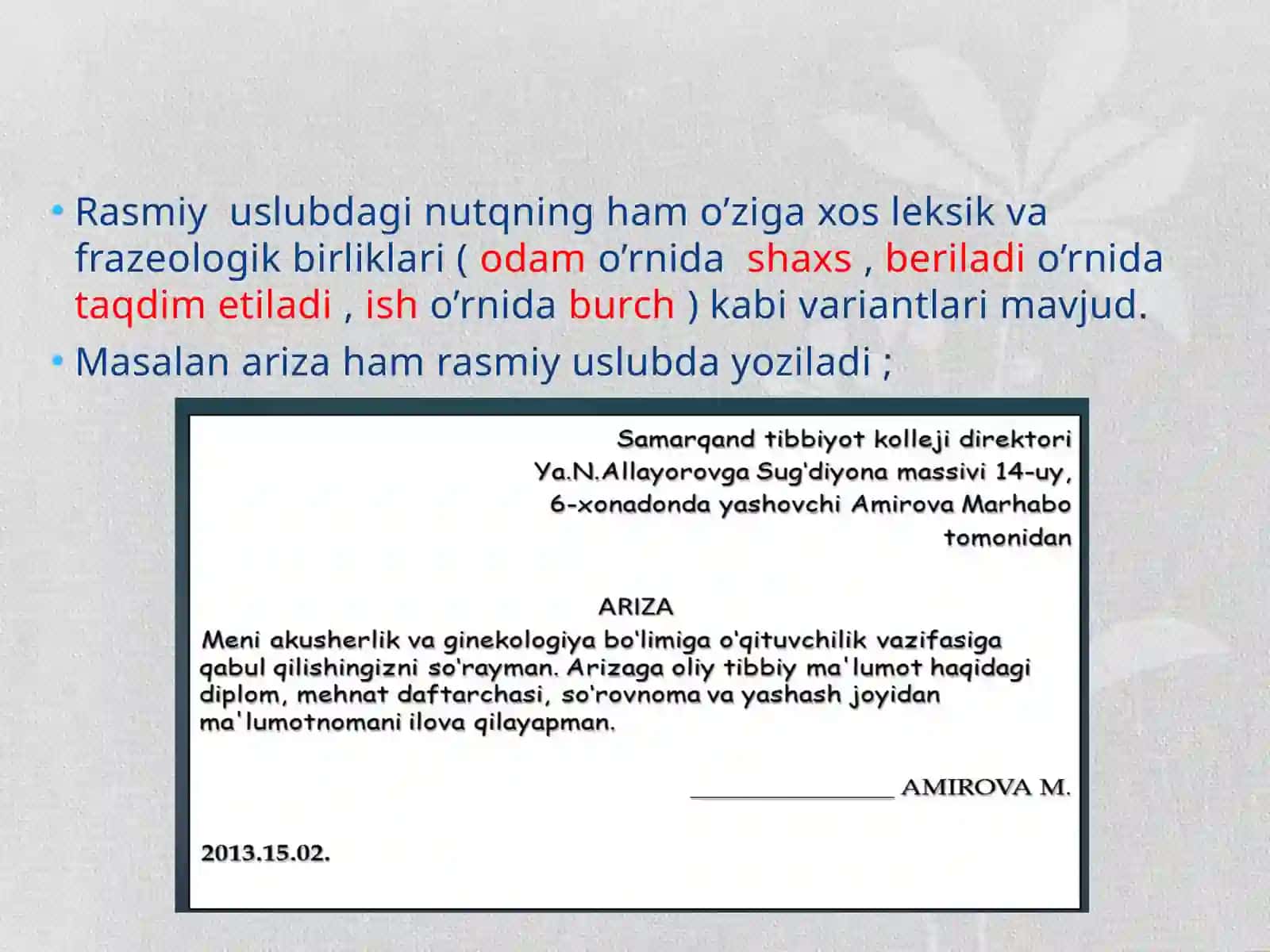 Rasmiy va ilmiy uslub xususiyatlari 4