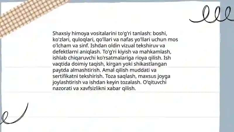 Texnologiya darsida xavfsizlik qoidalari 4