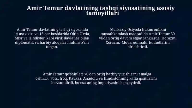 Amir Temurning tashqi siyosati 4