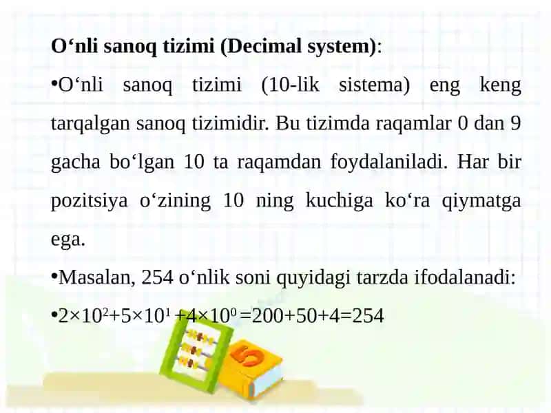 Sanoq sistemasining tushunchasi 4