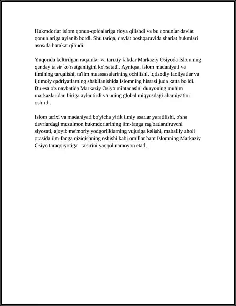 ISLOMNING MARKAZIY OSIYO MINTAQASIDAGI O'RNI VA AHAMIYATI 4