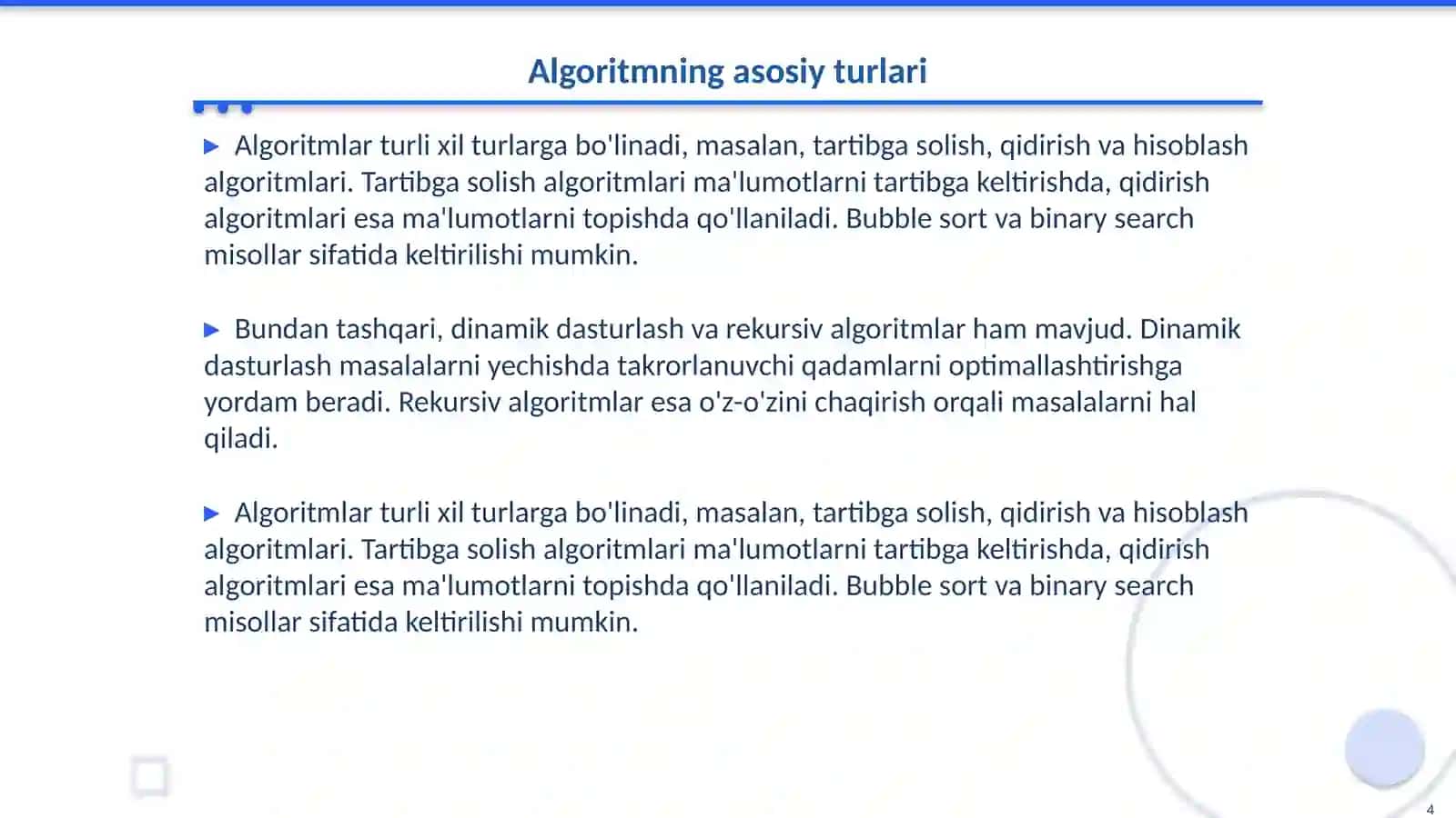Algoritm tushunchasi va ahamiyati 4