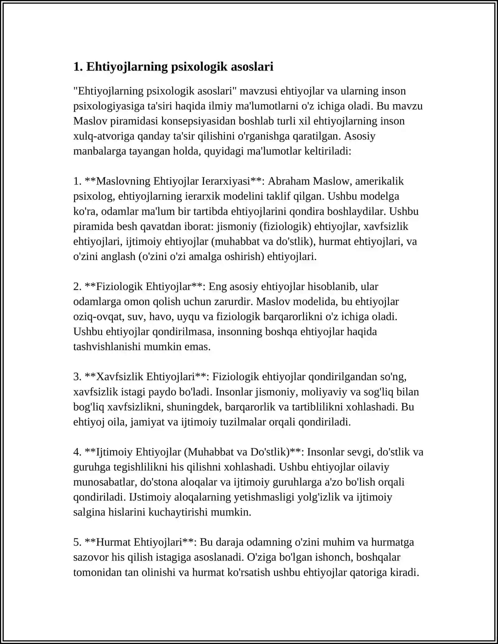 Ehtiyojlarning psixologik asoslari 4