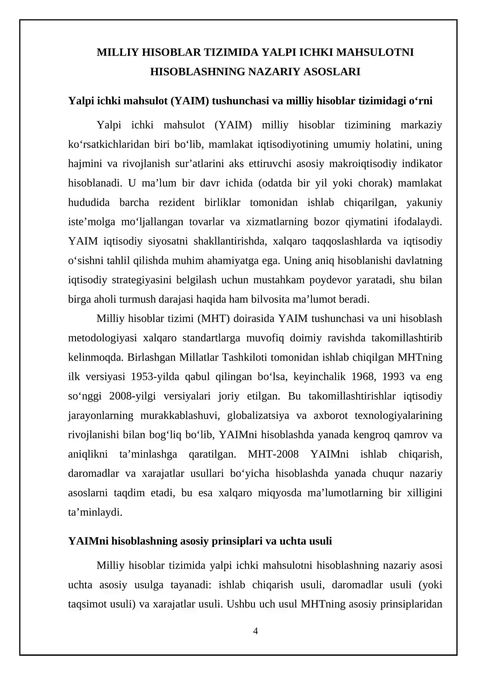 Yalpi ichki mahsulotni hisoblash shartlari va usullari 4