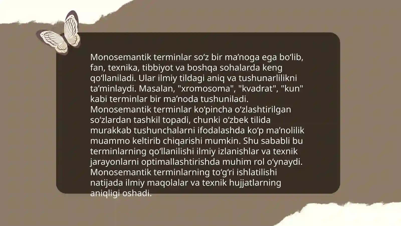 Monosemantik so'zlarning leksik xususiyatlari 4