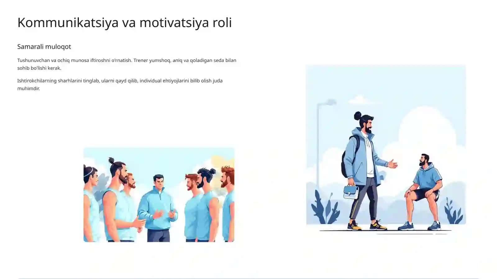 Trening tashkil etishda trenerning faoliyati 4