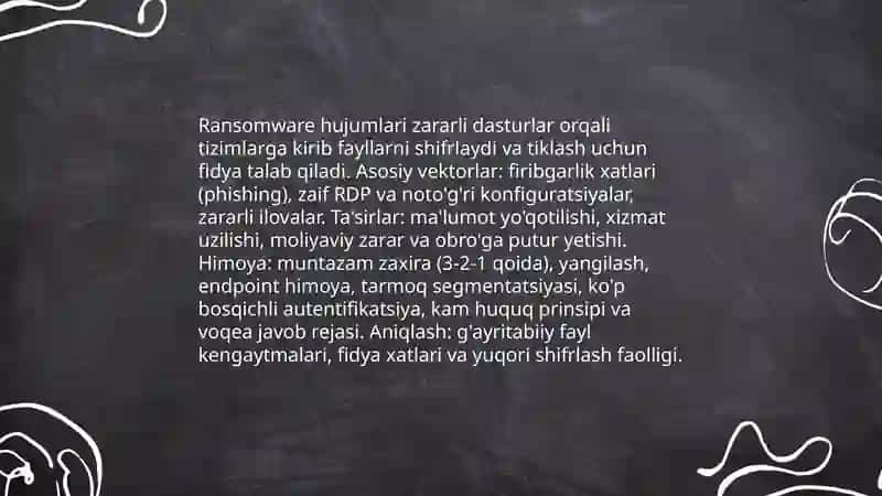 Axborot xavfsizligiga buladigan tahdidlar, hujumlar va zaifliklar 4
