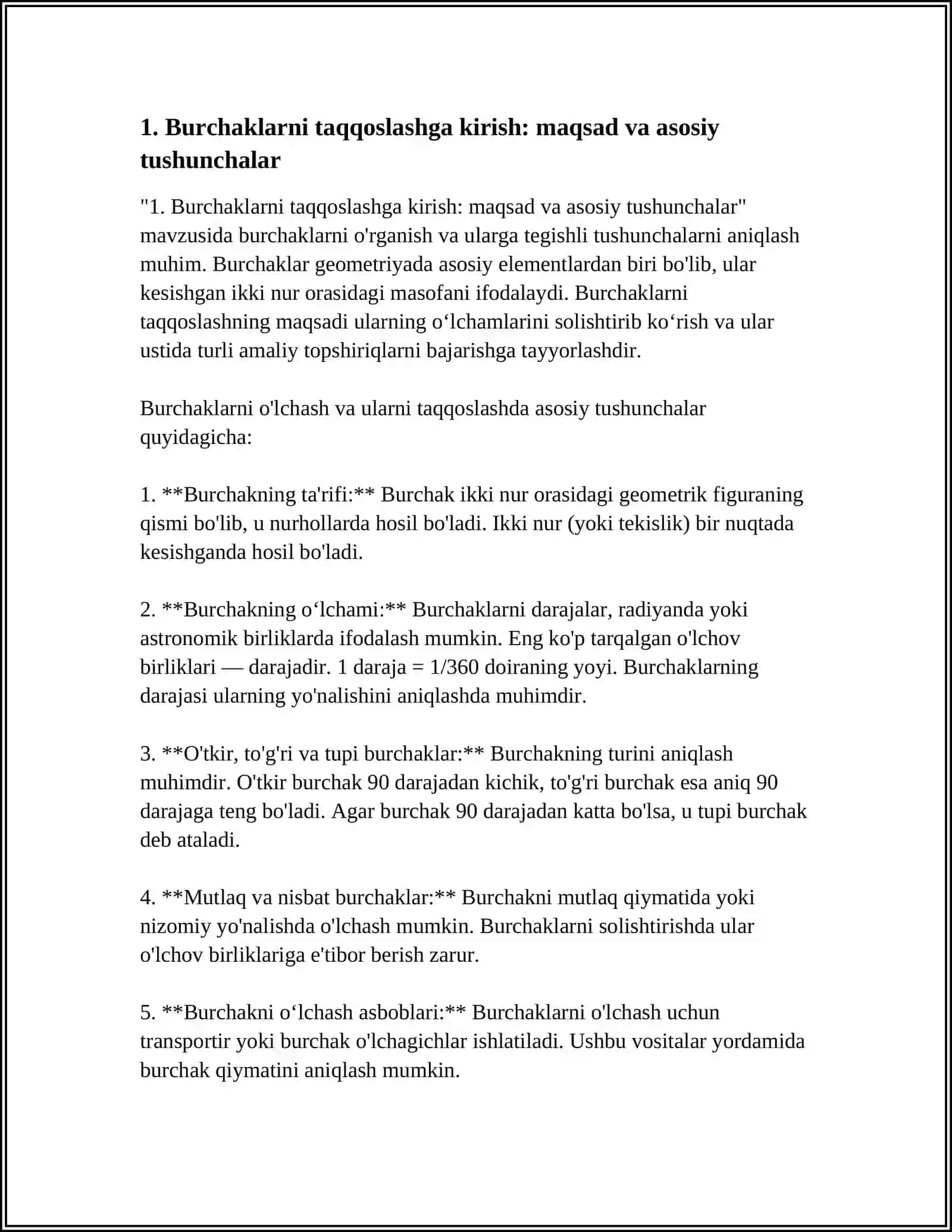 Burchaklarni Taqqoslashga Doir Amaliy Topshiriqlar 4