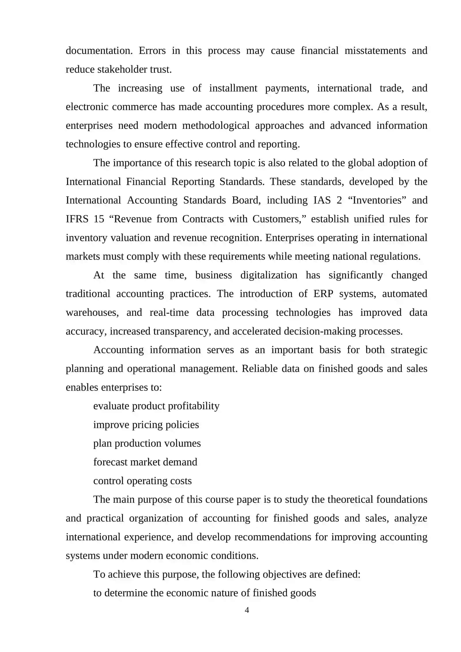 Organization of Analytical and Synthetic Accounting of Finished Goods and the Sales Process at an Enterprise 4
