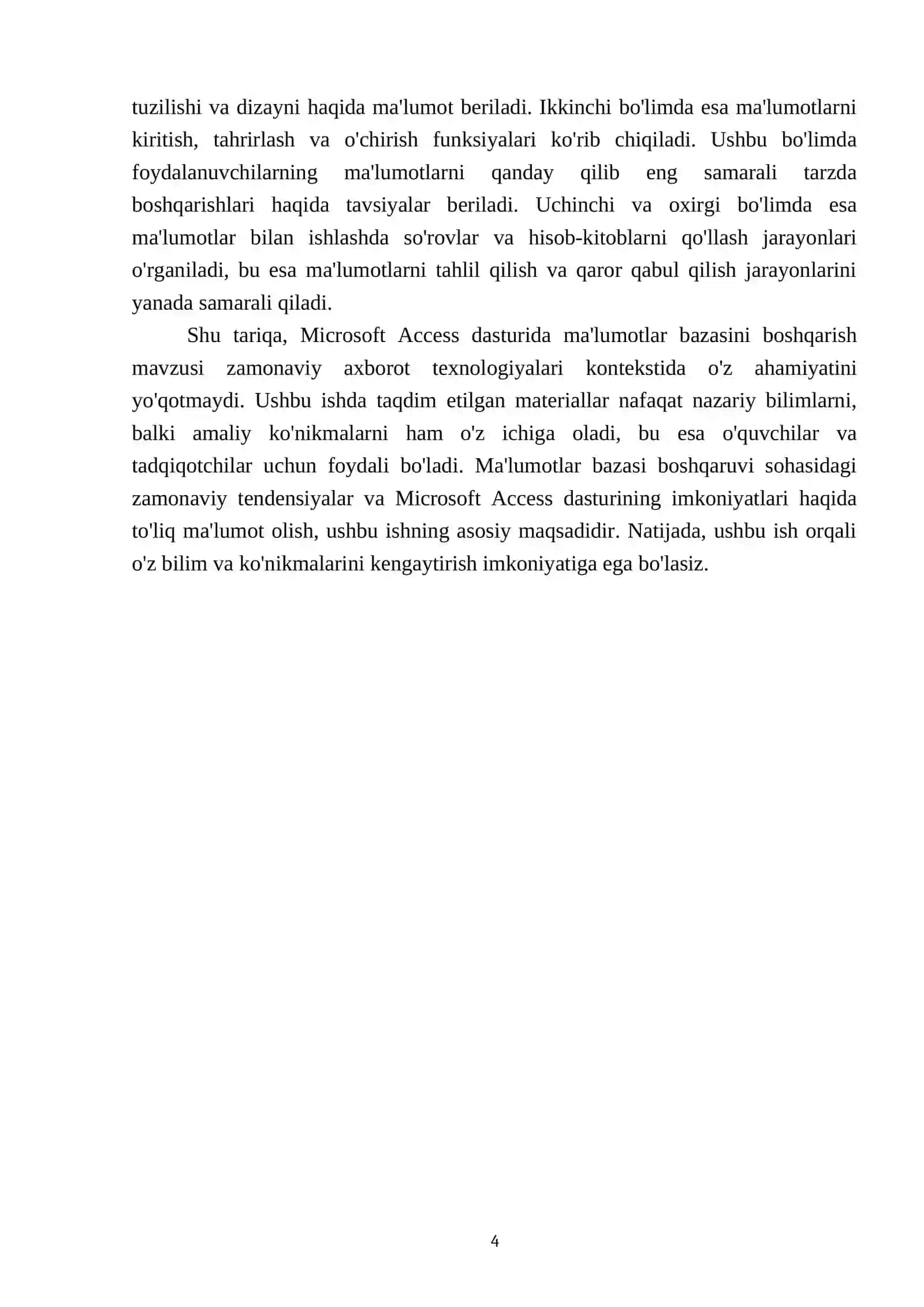 Microsoft Access dasturida ma‘lumotlat ba‘zasini boshqarish 4