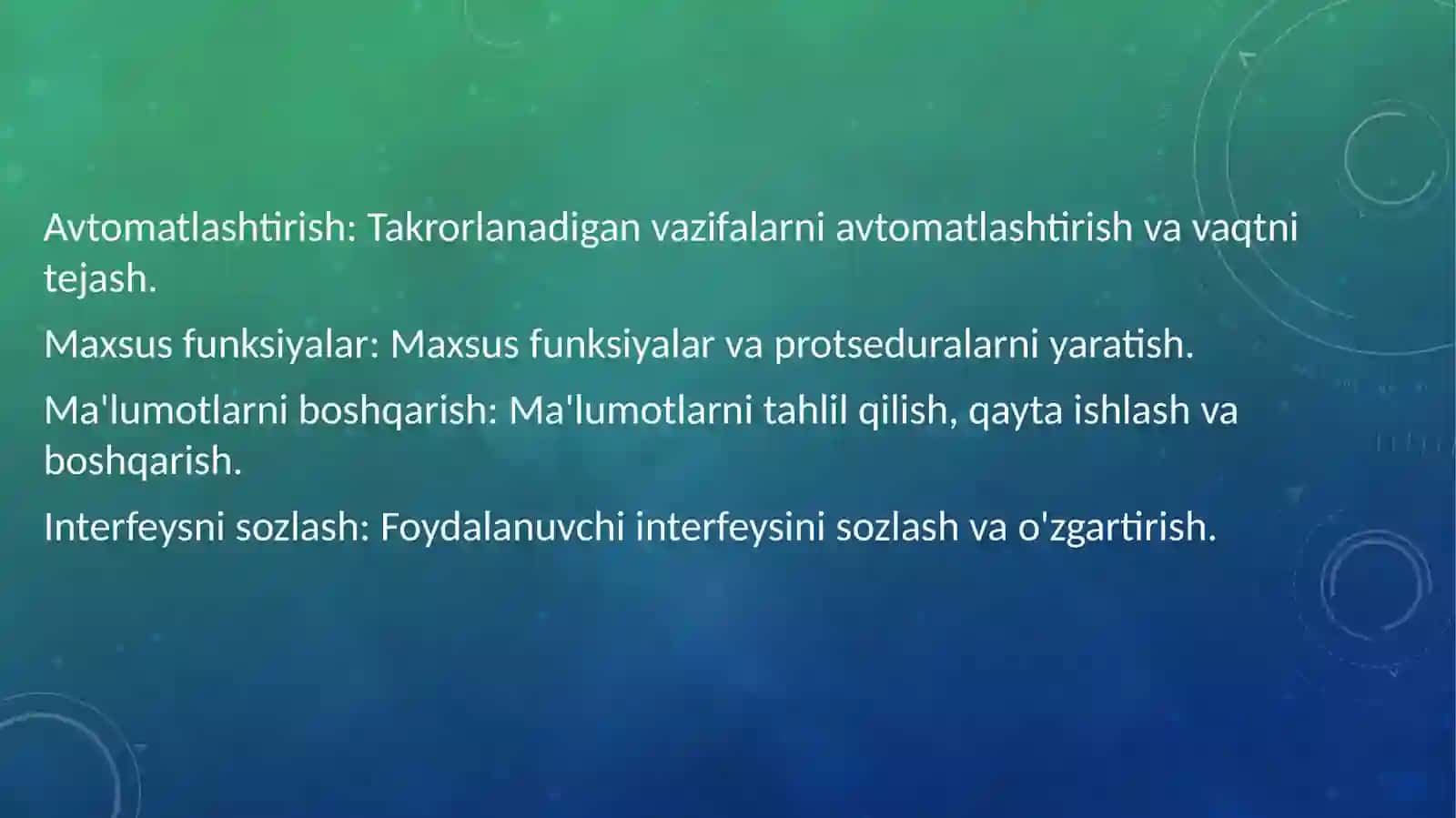 WORDDA VBA BILAN ISHLASH VA DIALOG OYNASI YARATISH 4