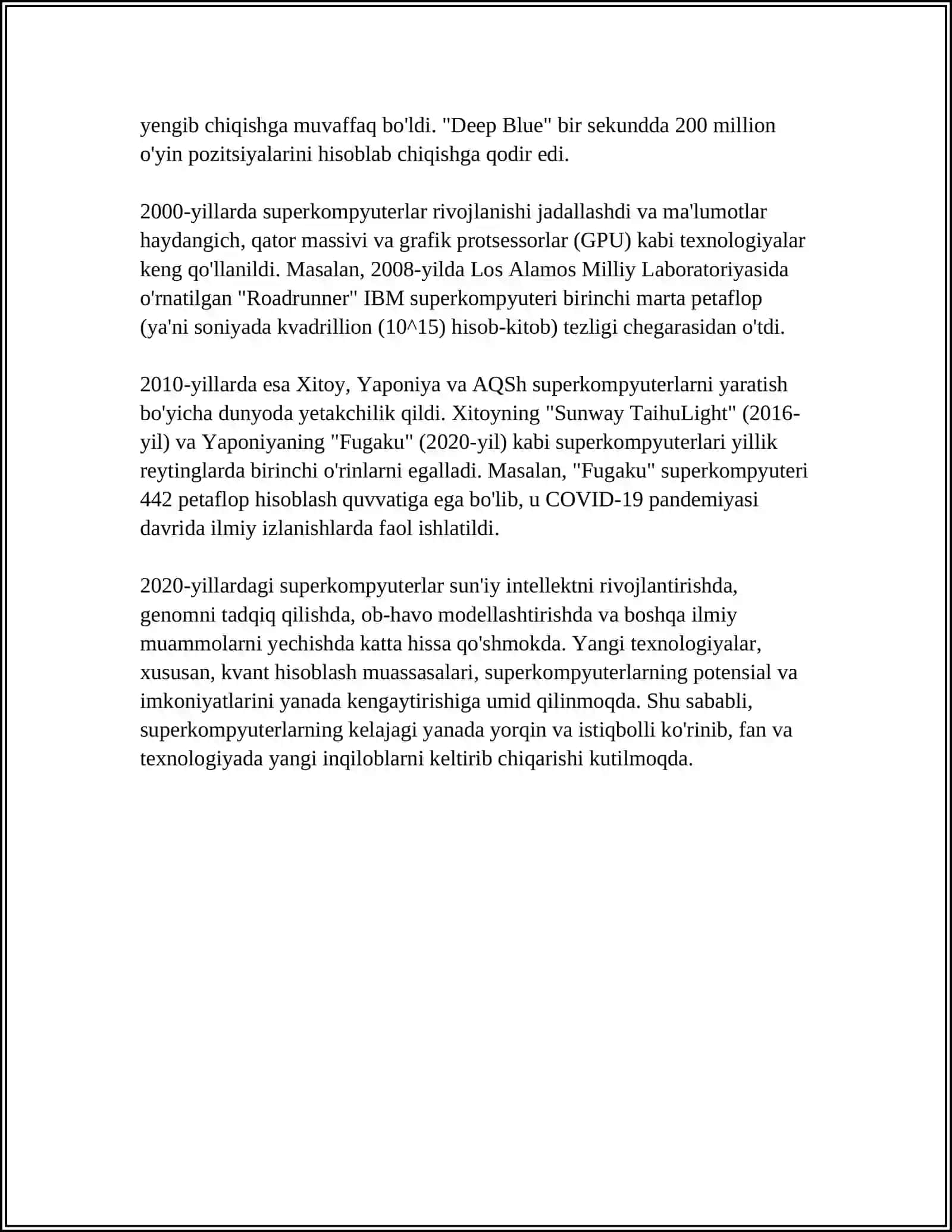 SUPERKOMPYUTERLAR VA ULARNING XUSUSIYATLARI 4
