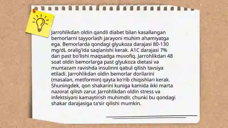 Qandli diabetni xirurgik aralashuv mobaynida davolash 4