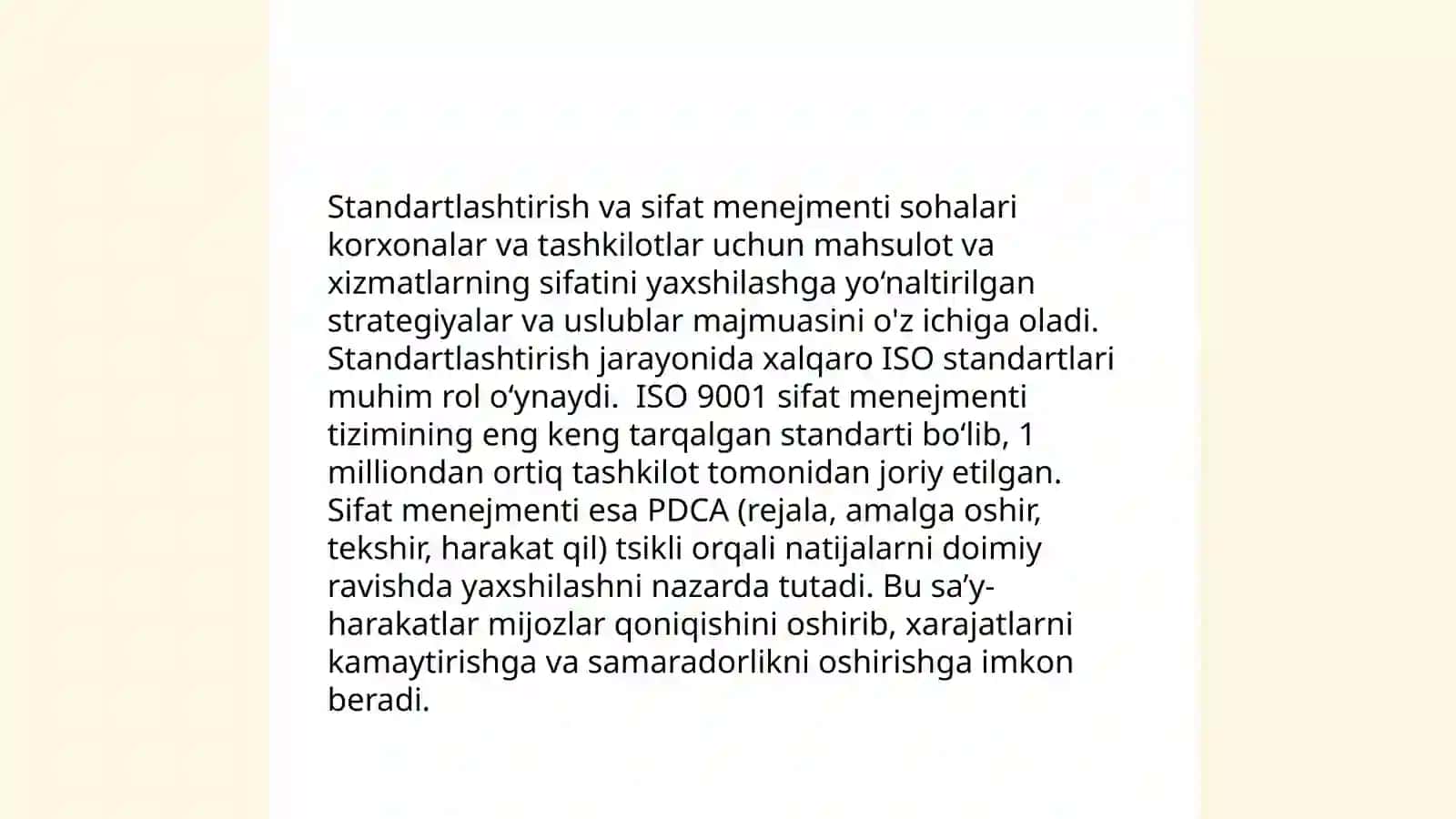 Standartlashtirish usullarini o'rganish 4