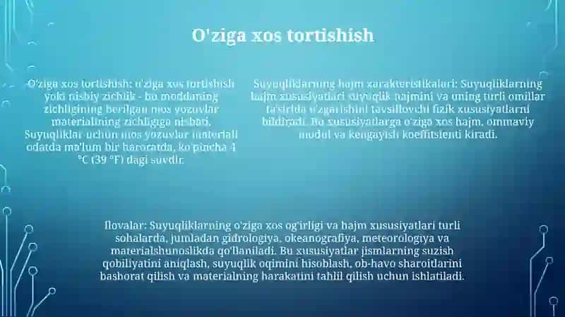 Suyuqliklarning Hajmiy Xossalari 4