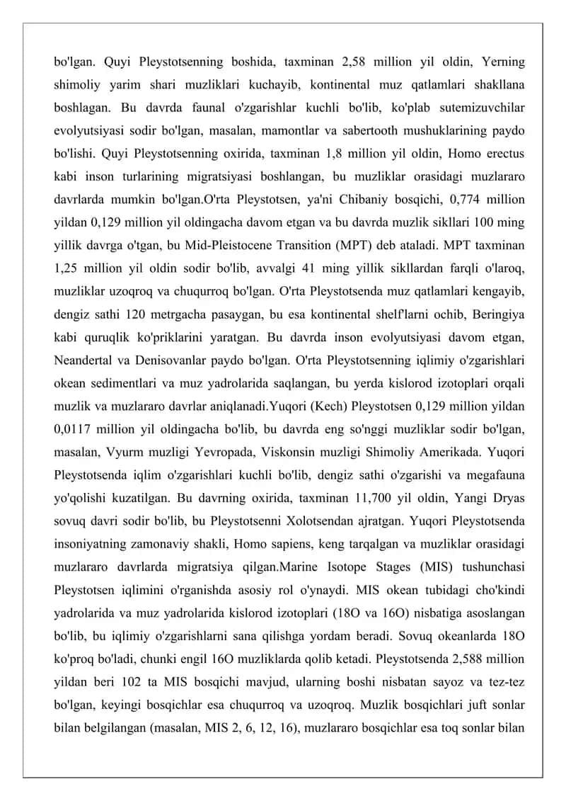 Yevropaning pleystotsen davri iqlimi 4