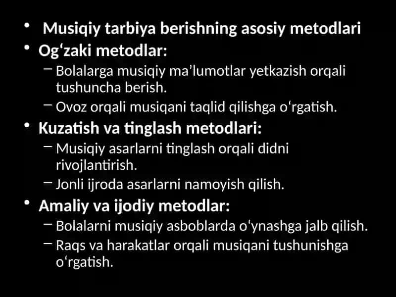 Maktabgacha yoshdagi bolalarga musiqiy tarbiya berish metodlari 4