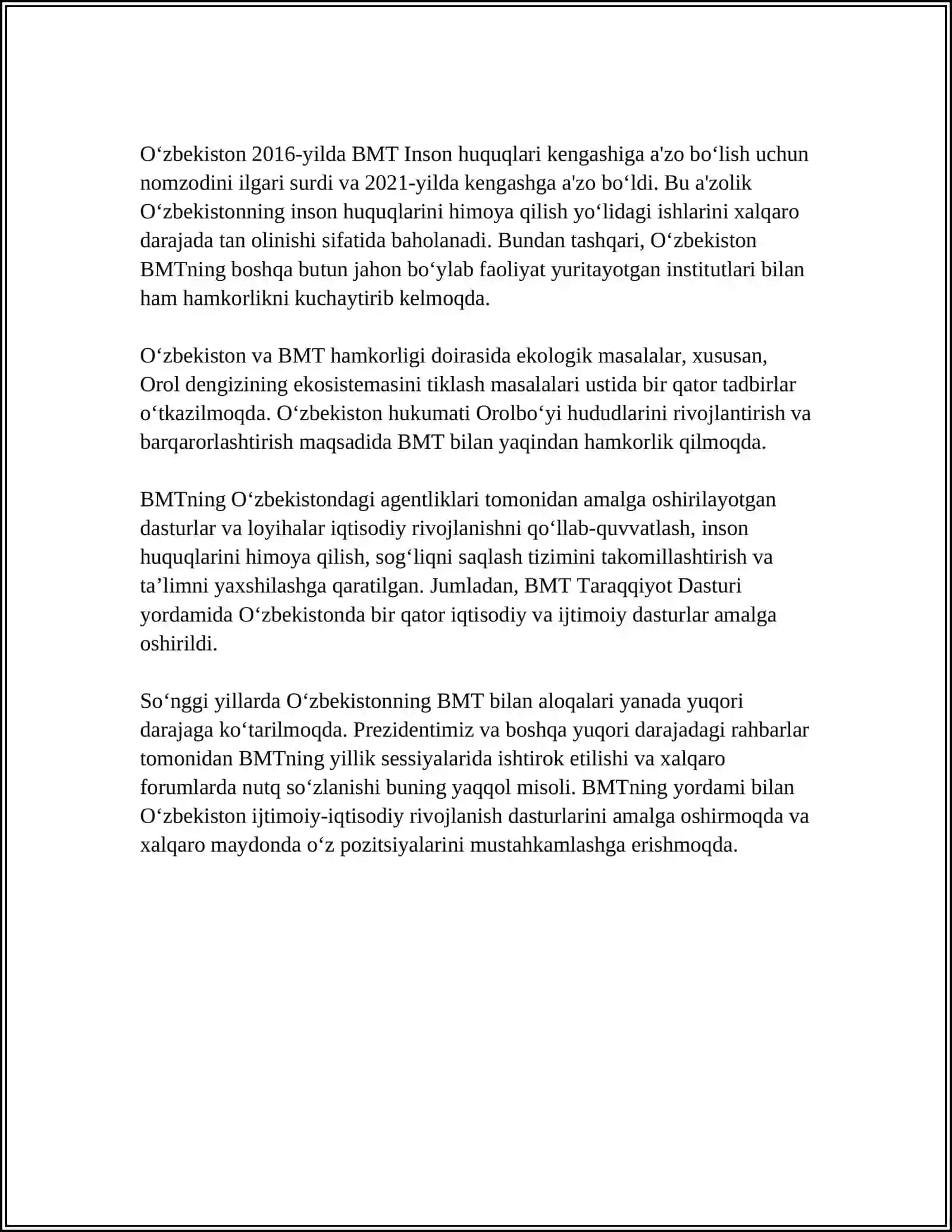 O‘zbekiston va Xalqaro Tashkilotlar 4
