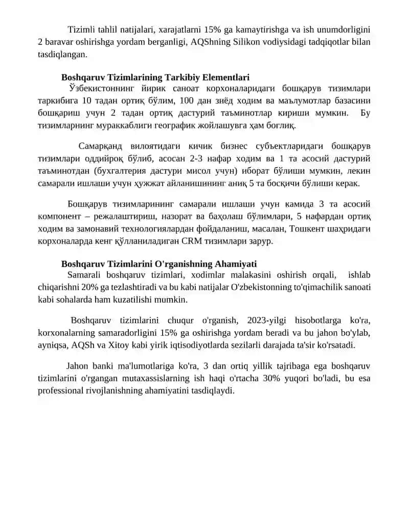 Boshqaruv tizimlarini o'rganish 4