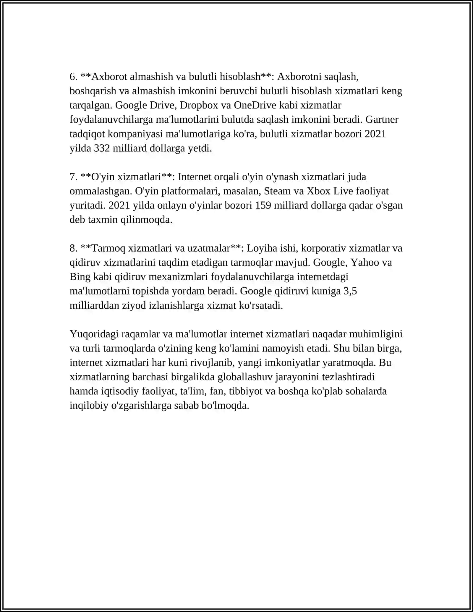 INTERNET XIZMATLARI BILAN ISHLASH 4