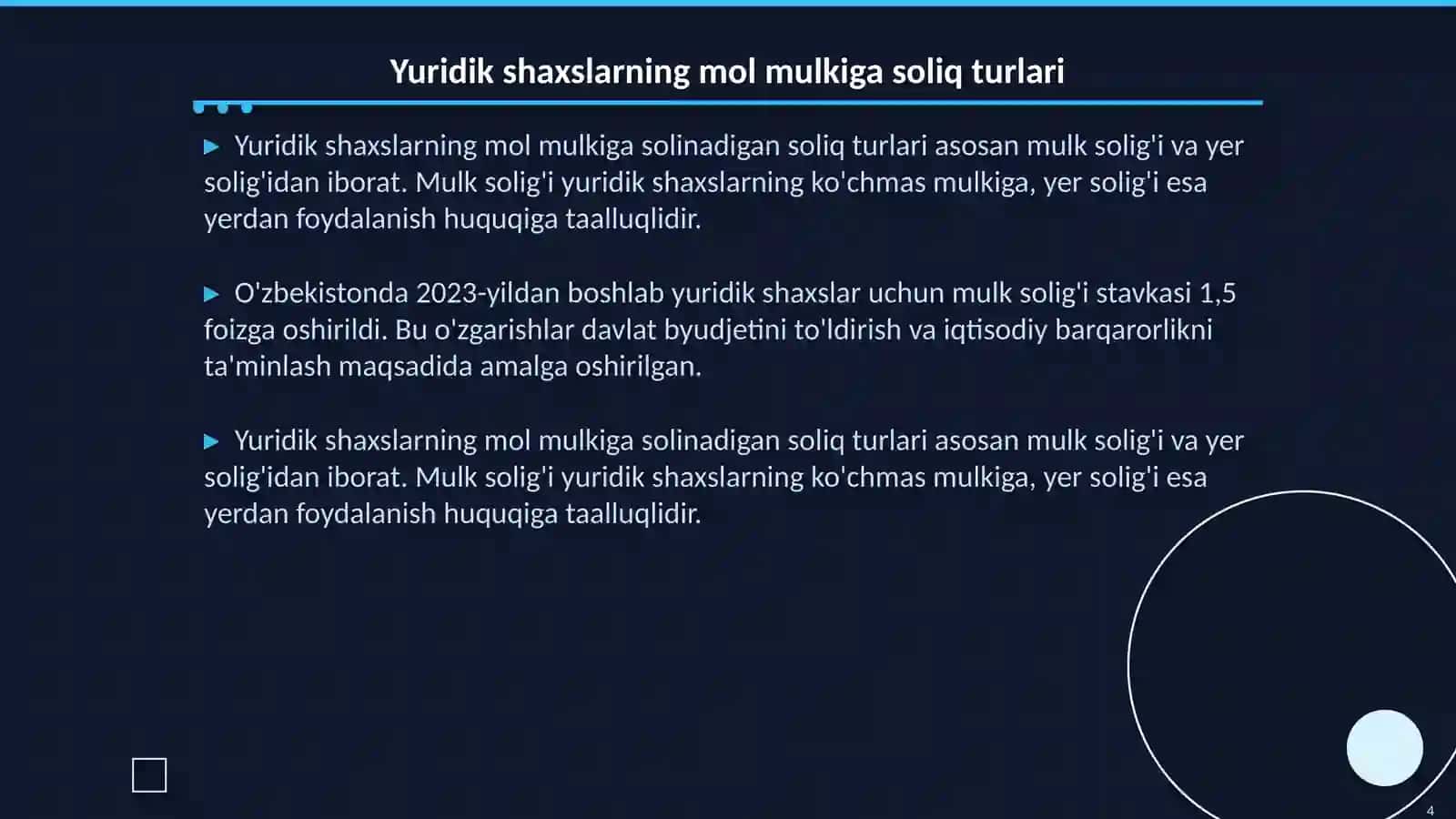 Yuridik shaxslarning mol mulkiga solinadigan soliq 4
