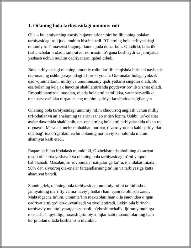 OILANING BOLA TARBIYASIDAGI OʻRNI 4
