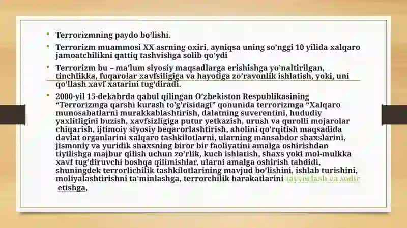 Terrorizm va aholi muhofazasi 4