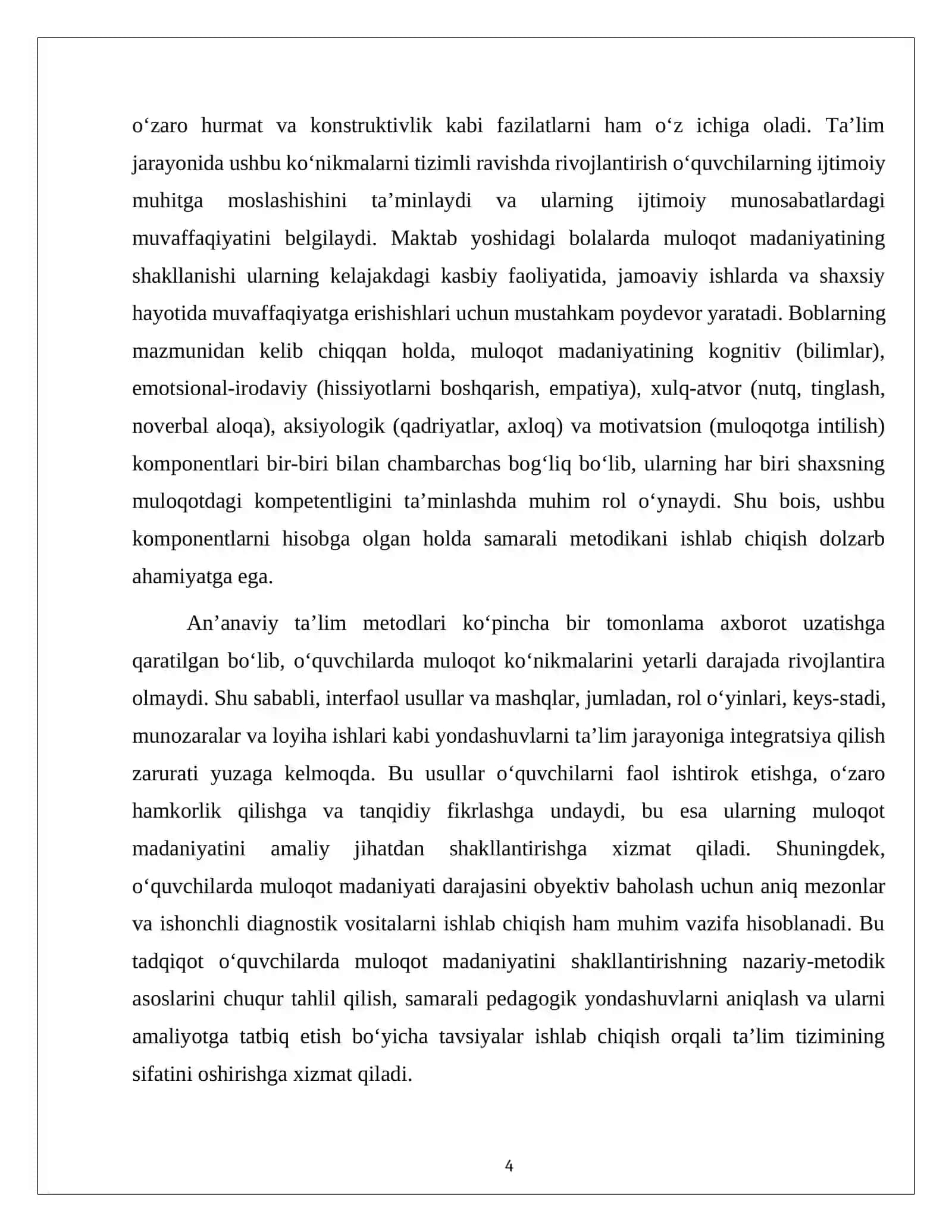 o’quvchilarda muloqot madaniyatini shakllantirish metodikasi 4