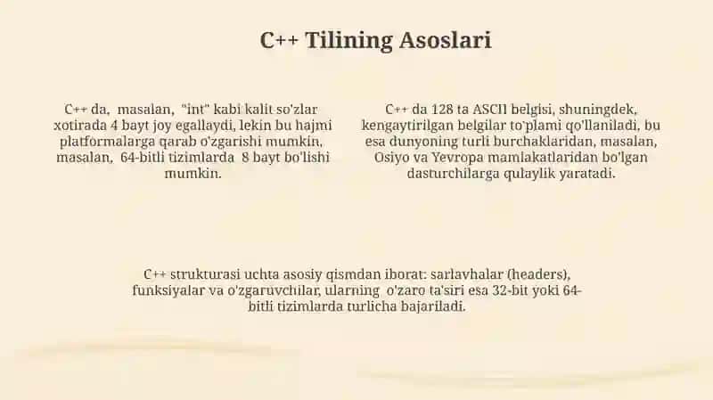 C++ Dasturlash Tilining Umumiy Tuzuilishi 4